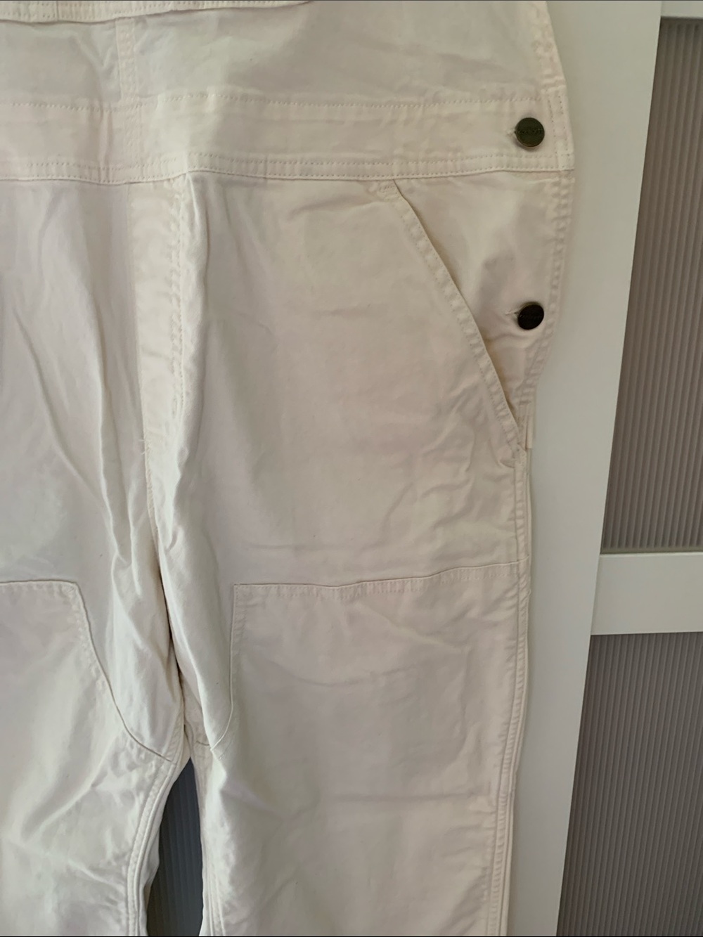Carhartt Cream White Canvas Bib Overalls - Picture 3 of 6